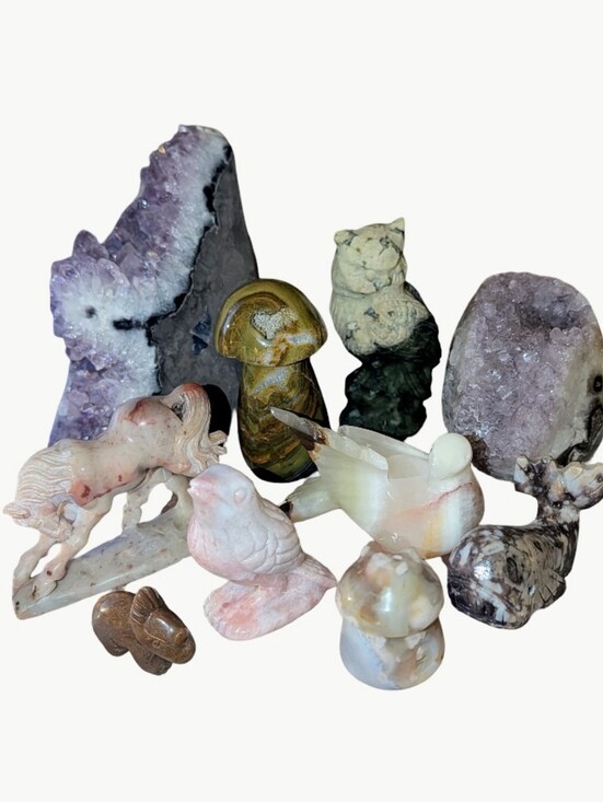 Other - 10pc Crystal Carvings: Amethyst Jasper Agate Onyx Jade etc🎁15 FREE CRYSTALS!!🎁
